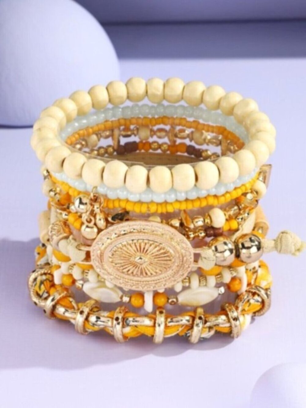 URBANISTA Stackable Bracelet Set Yellow Cream Gold OS NWT